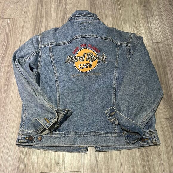 Vintage 90s Hard Rock Cafe New Orleans Lee Jean Jacket Denim Blue Size‎ Medium - Picture 1 of 8